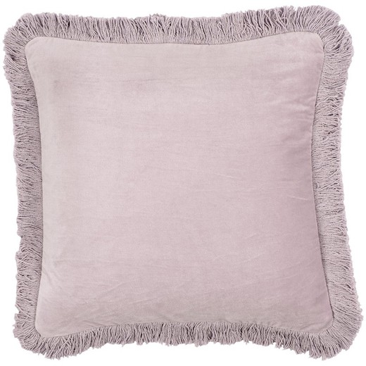 Mauve fringed velvet cushion cover 45 x 45 cm
