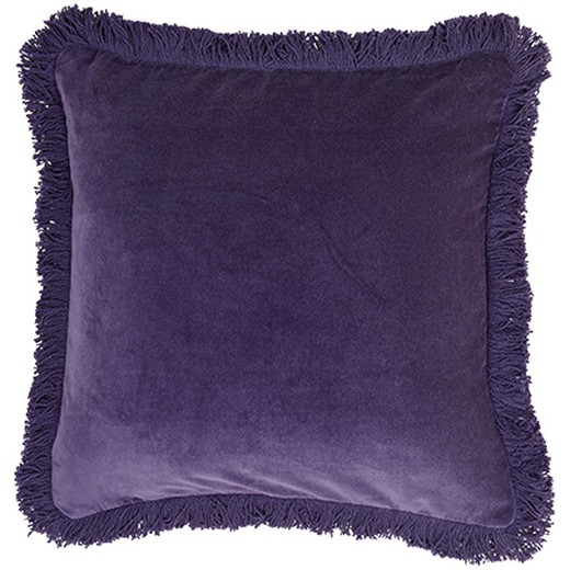 Housse de coussin velours frangé violet 45 x 45 cm