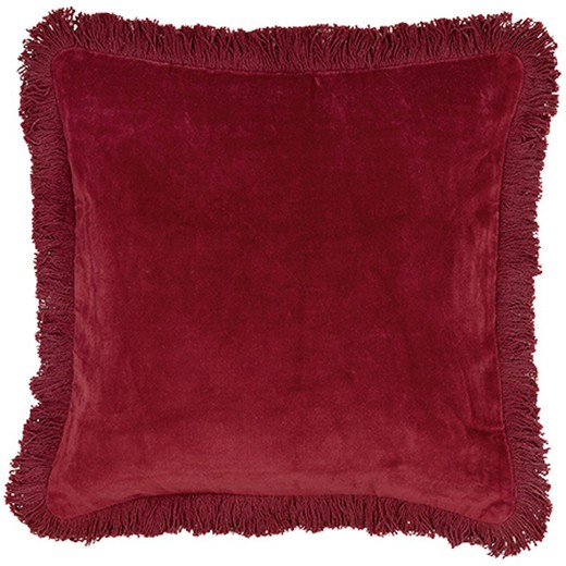 Aksamitna poszewka na poduszkę z czerwonymi frędzlami 45 x 45 cm