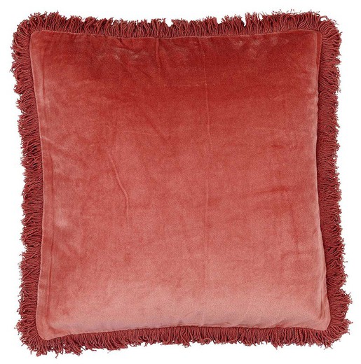 Capa de almofada de veludo com franjas rosa 45 x 45 cm