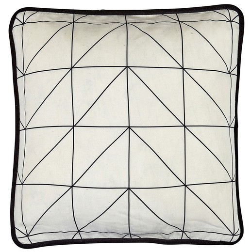 Black / gray organic cotton and velvet cushion cover 45 x 45 cm