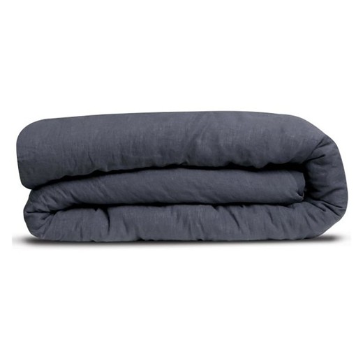 Navy blue linen and cotton duvet cover | Linco