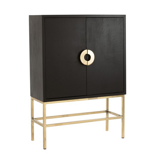 Mueble Minibar de Madera y Metal Negro 140x45x107 cm