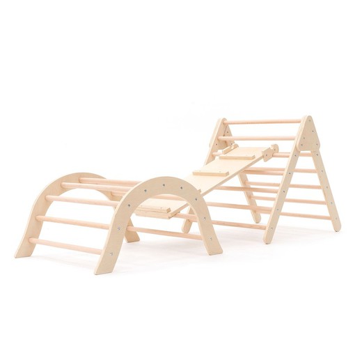 Montessori-style children's gym made of wood in natural colour, 66x84.5x73.2 cm | climbing