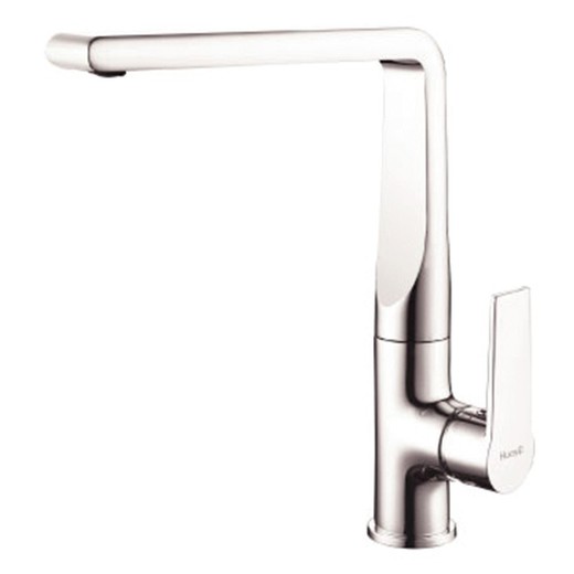 Stainless steel kitchen faucet in silver