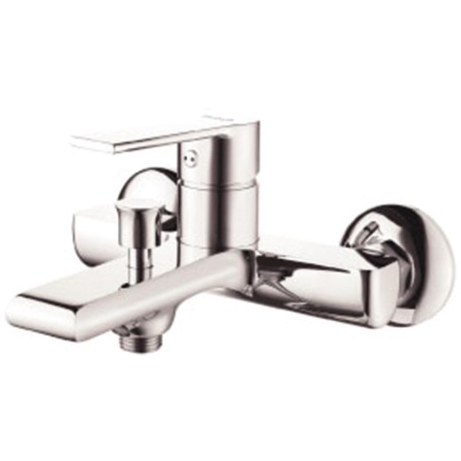 Stainless steel shower faucet in silver, 21.5 x 19.5 cm