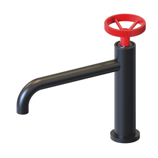 Brass basin tap in black and red, 6.7 x 23.5 x 20 cm | Chillout Delta