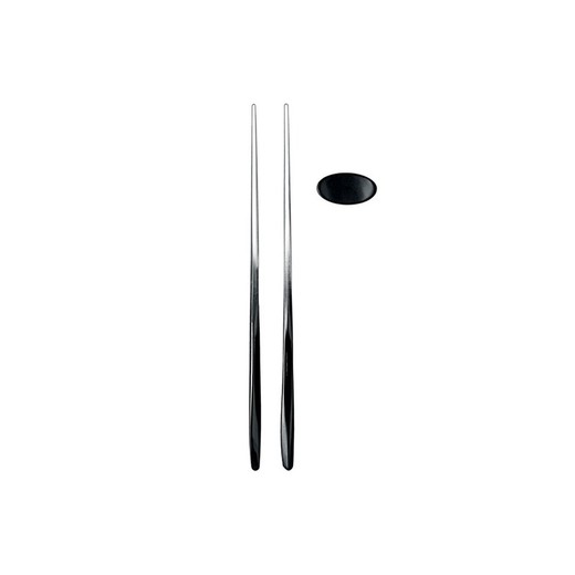 GUZZINI-Juego de 2 palillos bicolor con 2 soportes negro, 26x3x1,5 cm