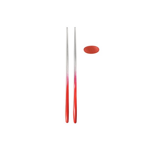 GUZZINI-set van 2 tweekleurige eetstokjes met 2 rode standaards, 26x3x1.5 cm