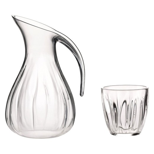 GUZZINI-Set Jarra y 6 Vasos transparente, 26,5 / 9,2 cm