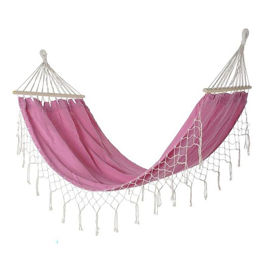 Hammock with Pink Cotton Fringes, 255x80x28cm