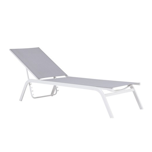 Aluminum and textilene hammock in white and gray, 201 x 60 x 34-101 cm | Galt