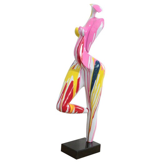 HAZEL-Female figure in multicolored polyresin, 31x19x89 cm