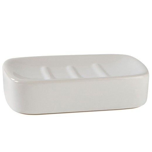 Biała ceramiczna mydelniczka, 13x8,5x3cm