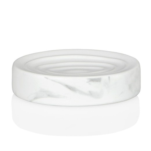Jabonera de cerámica efecto mármol blanco, 13x9x3cm