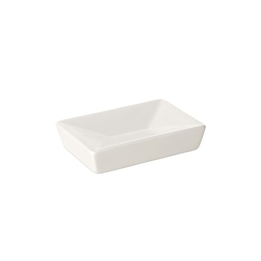 White ceramic soap dish, 12 x 7.8 x 2.8 cm