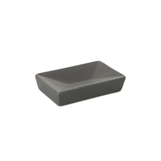 Grey ceramic soap dish, 12 x 7.8 x 2.8 cm