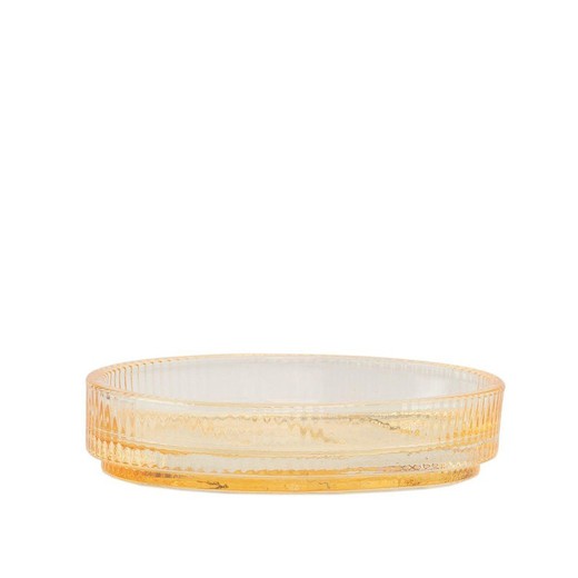 Glazen zeepbakje in geel, 12 x 9 x 2,5 cm | Honing