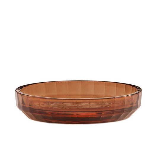 Glass soap dish in brown, 12 x 12 x 2.5 cm | Brown