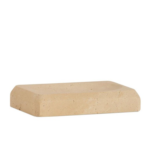 Seifenschale aus Travertin-Marmor in Beige, 13 x 9 x 2,5 cm | Travertin