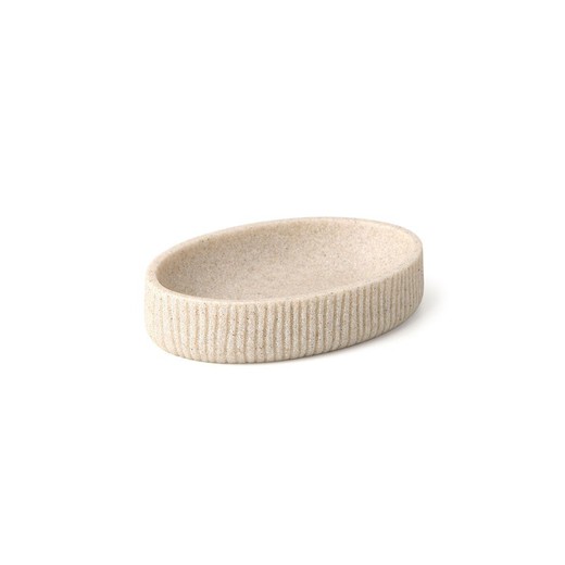 Beige tvålkopp av polyresin, 12,9 x 8,9 x 2,7 cm