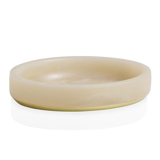 Pink/gold polyresin soap dish, 12 x 9.5 x 2.5 cm | Cloudy