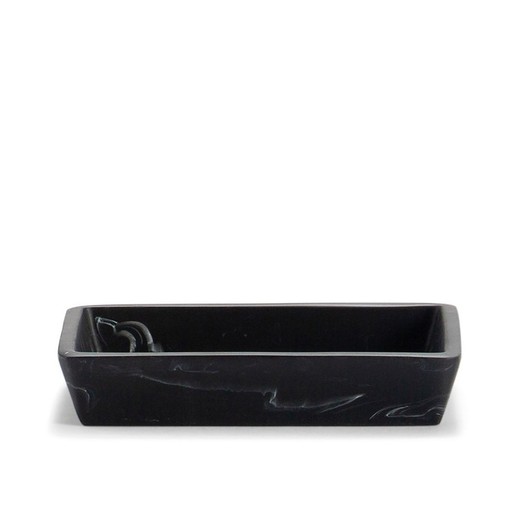 Seifenschale mit schwarzem Marmoreffekt, 13x9.5x2.5cm