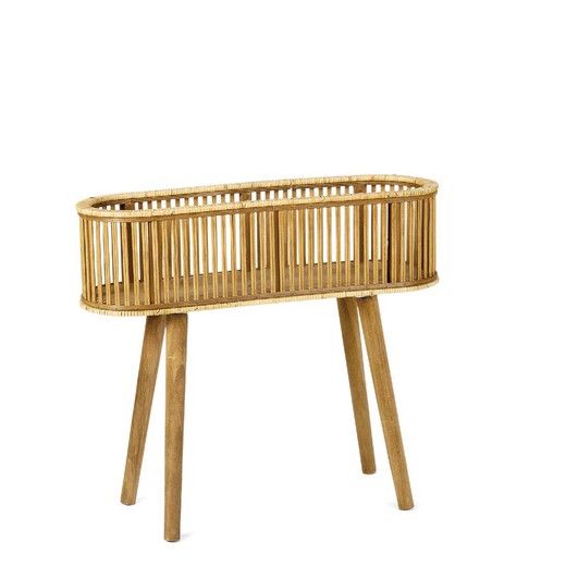 Gulvpotte i bambus og rattan, 68x22x59,5 cm