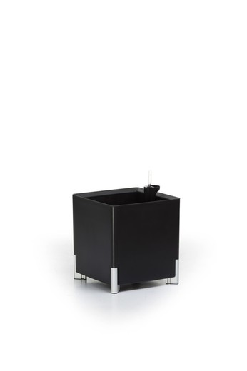 Hidrante quadrada modular plantador preto pernas de prata, 40x40x44 cm