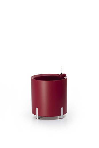 Fioriera circolare rossa idrante modulare con gambe argento, Ø40x44 cm