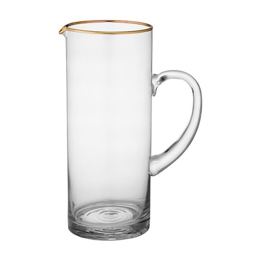 Glass jug in transparent and gold, 11 x 11 x 25 cm | Chloe