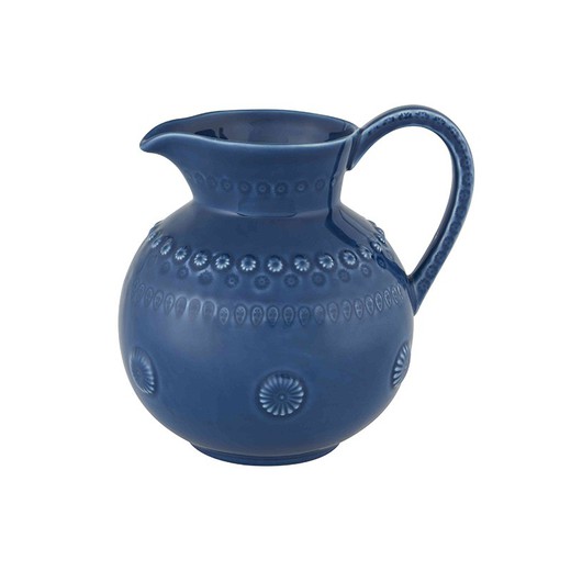 Earthenware jug in blue, 19 x 16 x 19.5 cm | Fantasy