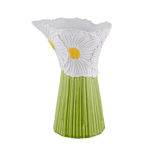 Dzbanek Margarita z ceramiki w kolorze białym i zielonym, 18 x 15 x 26 cm | Marii Flor
