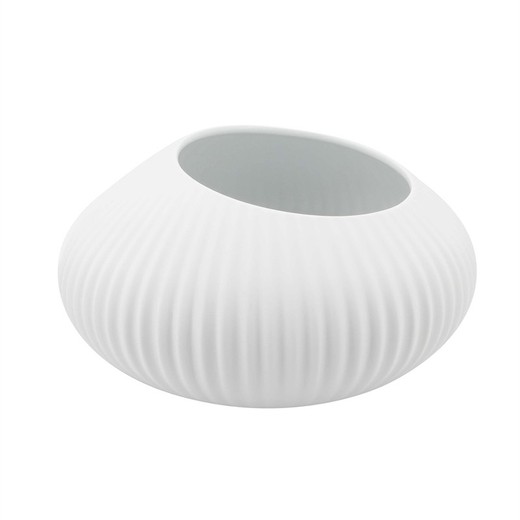 Jarrón bajo de porcelana en blanco, Ø 27,6 x 15,1 cm | Shell White