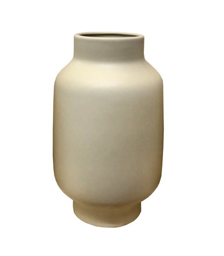 Beige ceramic vase 14.5x14.5x24 cm