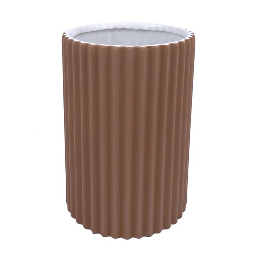 brązowy ceramiczny wazon, Ø15x20cm