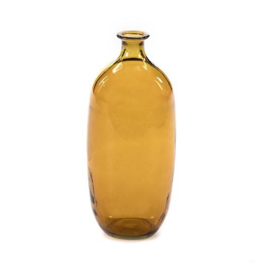 Vase i ravgul glas, 16x16x38 cm