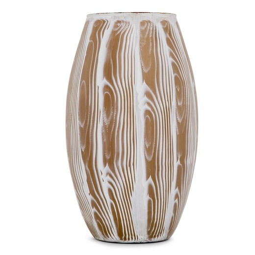 White and brown glass vase, 30x17 cm