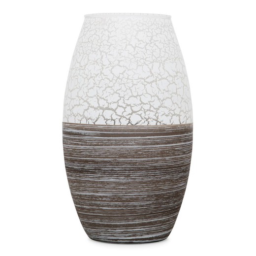 White and brown glass vase, 30x17 cm