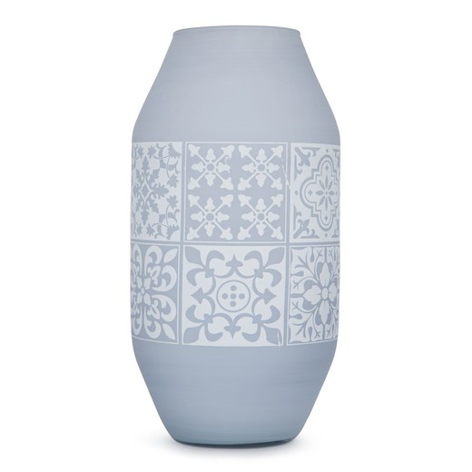 Vaso in vetro grigio e bianco, 37x17 cm