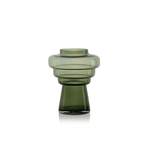 Vase en verre vert, 18x18x22 cm
