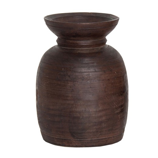 Vase en bois brun Suar, Ø1x1cm