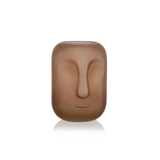Vase af røget brun glas Face, Ø19 x 25 cm