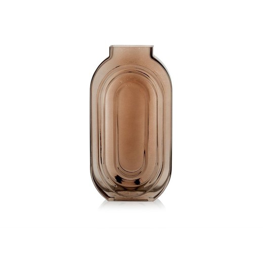Vaso allungato in vetro marrone Bliss, 16 x7,5 x 30 cm