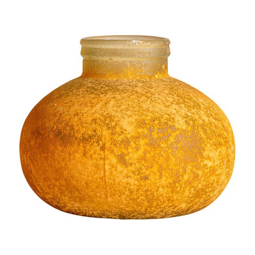 Gieler glass vase in mustard, 25 x 25 x 20 cm
