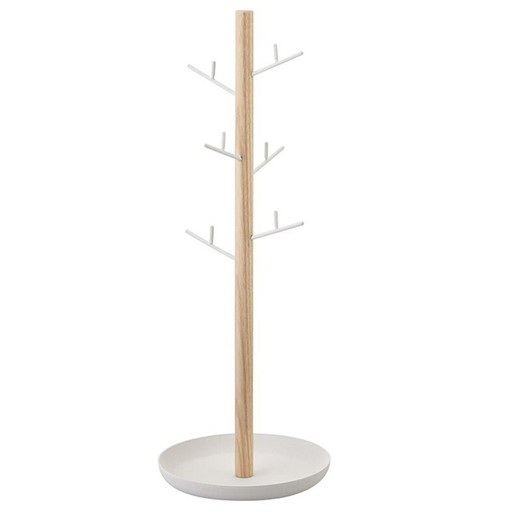 Joyero de madera y acero en natural y blanco, Ø 13 x 35,5 cm | Tosca