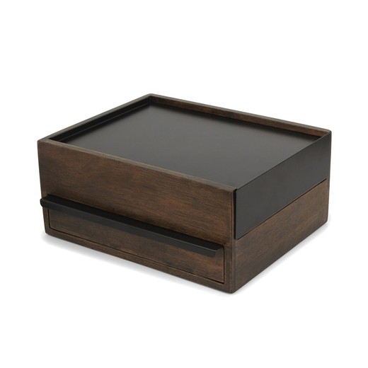 Pudełko na biżuterię L wykonane z drewna kauczukowego w kolorze ciemnego naturalnego, 26 x 22 x 12 cm | stowit
