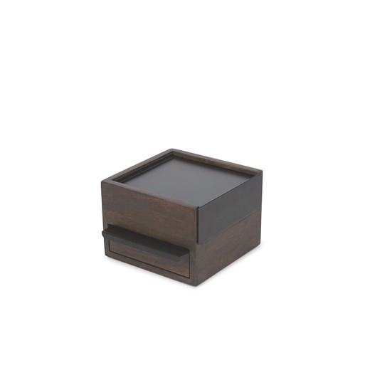 Pudełko na biżuterię S z drewna kauczukowego w kolorze ciemnego naturalnego, 17 x 11 x 15 cm | stowit