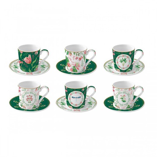 Multicolored porcelain coffee set | botany