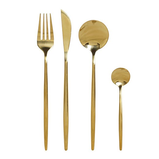 Set of 16 gold steel cutlery, 30 x 26 x 32 cm | chic